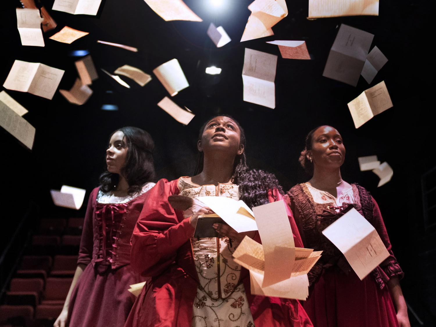 &quot;Emilia&quot; Photo Credit Patrick Mansell; Costume Designer Zandra Siple; Draper - Erin Stumm; First Hand - Eleonore MacZura (Middle Woman: sleeves, red overskirt, beaded underskirt)